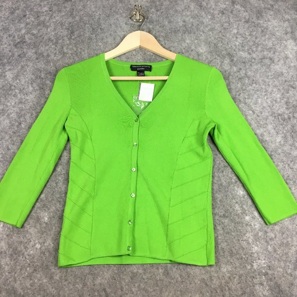 Spenser Jeremy Sweaters - Spenser Jeremy Sweater PP PS Button Cardigan Lime Green Fine Gauge Knit V Neck